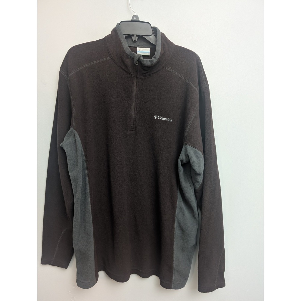C2 Columbia Sweater Mens Extra Large Long Sleeve Pullover 1/4‎ Zip Burgundy Gray
